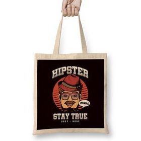 Humuts Hipster Stay Retro True Obey None Bearded Mustache Gift Uzun Saplı Bez Çanta