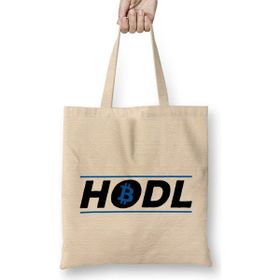Humuts Hodl Bitcoin Cryptocurrency Hold BTC Uzun Saplı Açık Bej Bez Çanta