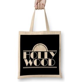 Humuts Hollywood 1930S Art Deco Style Logo Uzun Saplı Açık Bej Bez Çanta
