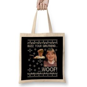 Humuts Home Alone Buzz Your Girlfriend Wood Christmas Uzun Saplı Açık Bej Bez Çanta