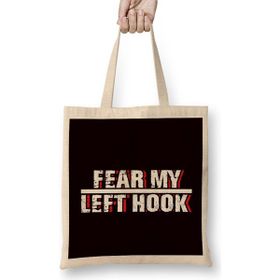Humuts Hook Left Kickboxing Fighter Martial Arts Mma Coach Training Uzun Saplı Açık Bej Bez Çanta