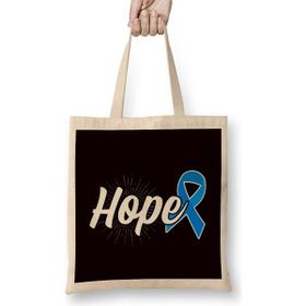 Humuts Hope Child Abuse Prevention Month Awareness Blue Ribbon Uzun Saplı Açık Bej Bez Çanta