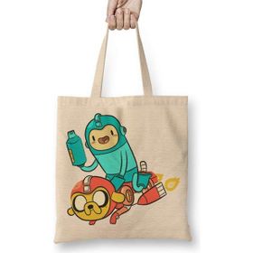 Humuts Hora De Aventura Megaman Uzun Saplı Açık Bej Bez Çanta