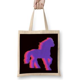 Humuts Horse Fan Equestrian Sport Horses Riding Cowboy Dressage Uzun Saplı Açık Bej Bez Çanta