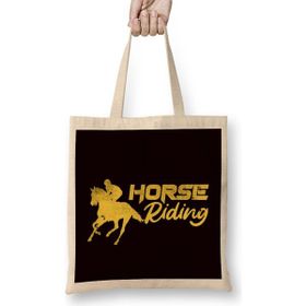 Humuts Horse Riding Equestrian Sport Dressage Horseshoe Gallop Uzun Saplı Açık Bej Bez Çanta