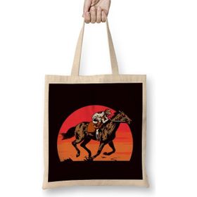 Humuts Horse Riding Racing Equestrian Sport Saddle Rider Horses Fan Uzun Saplı Açık Bej Bez Çanta