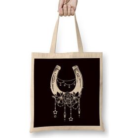 Humuts Horseshoe Dream Catcher Lucky Equestrian Sport Horse Fan Uzun Saplı Açık Bej Bez Çanta
