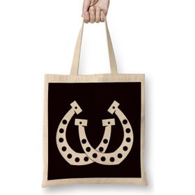 Humuts Horseshoe Lucky Equestrian Sport Horses Riding Horse Fan Uzun Saplı Açık Bej Bez Çanta