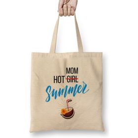Humuts Hot Not Girl Mom Summer Uzun Saplı Açık Bej Bez Çanta