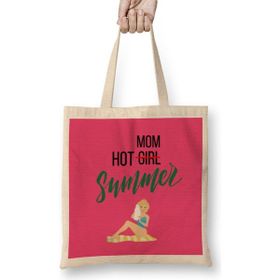 Humuts Hot Not Girl Mom Summer Uzun Saplı Açık Bej Bez Çanta