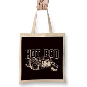 Humuts Hot Rod American Old Cars Classic Speed Vehicle Automobile Uzun Saplı Açık Bej Bez Çanta
