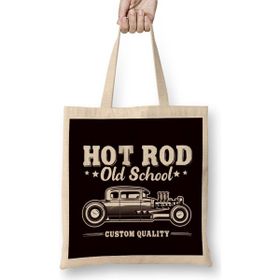 Humuts Hot Rod Old American Automobile Classic Muscle Cars Hotrod Uzun Saplı Açık Bej Bez Çanta