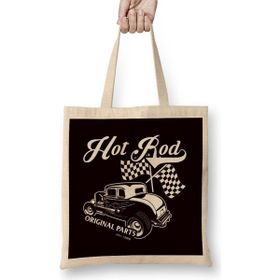 Humuts Hot Rod Original Parts Classic Old American Engine Hotrod Uzun Saplı Açık Bej Bez Çanta