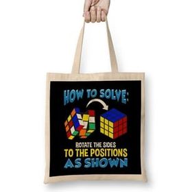 Humuts How To Solve Puzzle Cube Funny Cubing Uzun Saplı Bez Çanta
