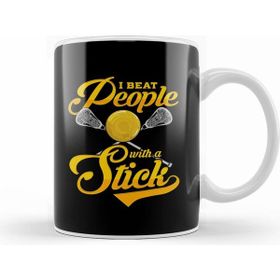 Humuts I Beat People With A Stick Funny Lacrosse Player Kupa Bardak