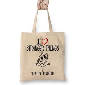 Humuts I Heart Stranger Things This Much Bez Uzun Saplı Açık Bej Rengi Çanta