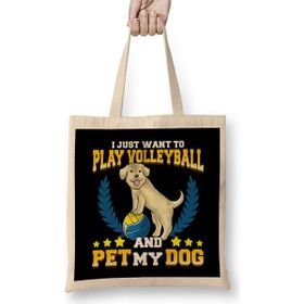 Humuts I Just Want To Play Volleyball And Pet My Dog Bez Uzun Saplı Açık Bej Rengi Çanta