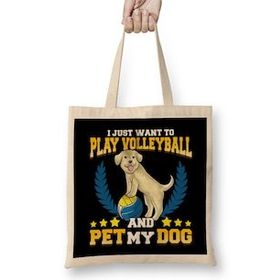 Humuts I Just Want To Play Volleyball And Pet My Dog Bez Uzun Saplı Açık Bej Rengi Çanta