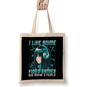 Humuts I Like Anime Video Games And Maybe 3 People Bez Uzun Saplı Açık Bej Rengi Çanta