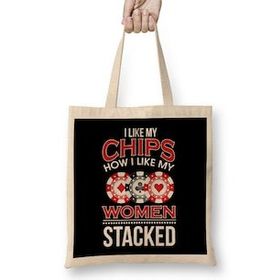 Humuts I Like My Chips How I Like My Women Stacked Pun Bez Uzun Saplı Açık Bej Rengi Çanta