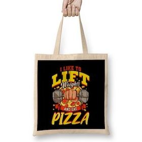 Humuts I Like To Lift Weights And Eat Pizza Bodybuilding Bez Uzun Saplı Açık Bej Rengi Çanta