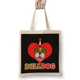 Humuts I Love Bulldog Pop Art Portrait Bouledogue Bez Bayan Günlük Çanta