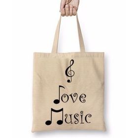Humuts I Love Music Muziği Seviyorum Müzik Bez Bayan Günlük Çanta
