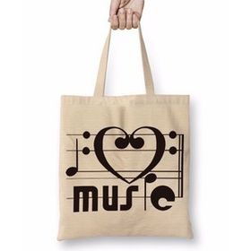 Humuts I Love Music Muziği Seviyorum Müzik Bez Bayan Günlük Çanta