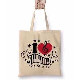 Humuts I Love Music Muziği Seviyorum Müzik Bez Bayan Günlük Çanta