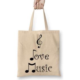 Humuts I Love Music Muziği Seviyorum Müzik Bez Bayan Günlük Çanta