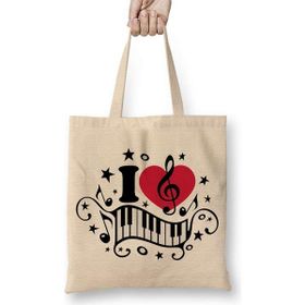 Humuts I Love Music Muziği Seviyorum Müzik Bez Bayan Günlük Çanta