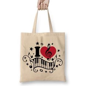 Humuts I Love Music Muziği Seviyorum Müzik Bez Bayan Günlük Çanta