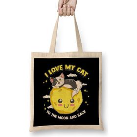 Humuts I Love My Cat to the Moon and Back Cute Kitten Bez Kadın Günlük Çanta