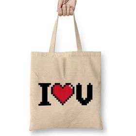 Humuts I Love You Video Game Heart 01 Bez Uzun Saplı Açık Bej Rengi Çanta