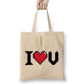 Humuts I Love You Video Game Heart 01 Bez Uzun Saplı Açık Bej Rengi Çanta