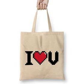 Humuts I Love You Video Game Heart 01 Bez Uzun Saplı Açık Bej Rengi Çanta