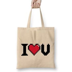 Humuts I Love You Video Game Heart 01 Bez Uzun Saplı Açık Bej Rengi Çanta
