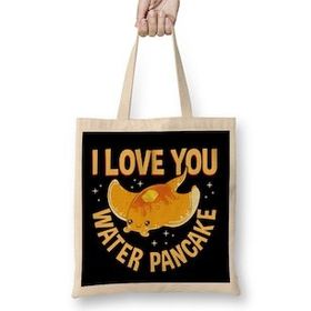Humuts I Love You Water Pancake Adorable Stingray Pun Bez Uzun Saplı Açık Bej Rengi Çanta