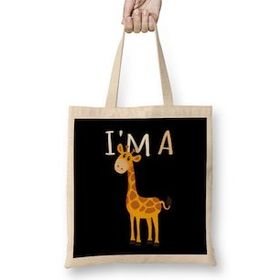 Humuts I M A Giraffe Cute Baby Giraffe Adorable Animal Bez Uzun Saplı Açık Bej Rengi Çanta