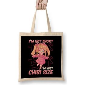 Humuts I M Not Short I M Just Chibi Size Cute Anime Girl Bez Uzun Saplı Açık Bej Rengi Çanta