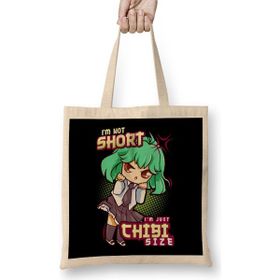 Humuts I M Not Short I M Just Chibi Size Cute Anime Girl Bez Uzun Saplı Açık Bej Rengi Çanta