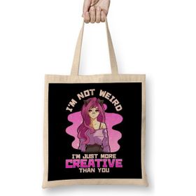 Humuts I M Not Weird I M Just More Creative Than You Girl Bez Uzun Saplı Açık Bej Rengi Çanta