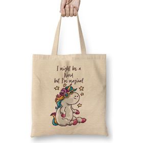 Humuts I May Be a Nerd But Im Magical Unicorn Pixel Art Bez Kadın Günlük Çanta
