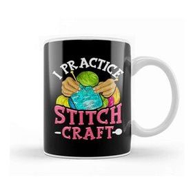 Humuts I Practice Stitch Craft Funny Cross Stitching Pun Kupa Bardak