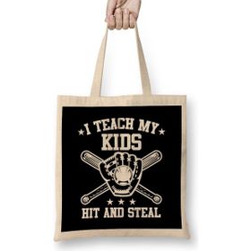 Humuts I Teach My Kids to Hit And Steal Funny Baseball Bez Kadın Günlük Çanta