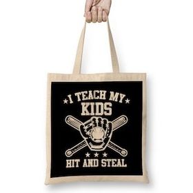 Humuts I Teach My Kids to Hit And Steal Funny Baseball Bez Kadın Günlük Çanta