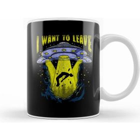 Humuts I Want to Leave Funny Ufo Alien Spaceship Pun Beyaz Kupa
