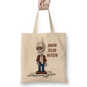Humuts Işler Güçler Sakin Işler Yetişir Komik Açık Bej Uzun Saplı Bez Çanta