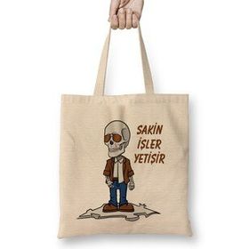 Humuts Işler Güçler Sakin Işler Yetişir Komik Açık Bej Uzun Saplı Bez Çanta