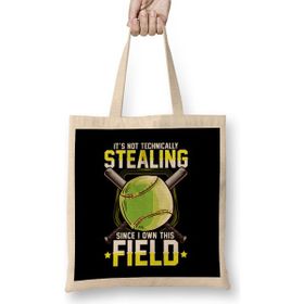 Humuts It's Not Stealing Since I Own This Field Softball Uzun Saplı Açık Bej Bez Çanta